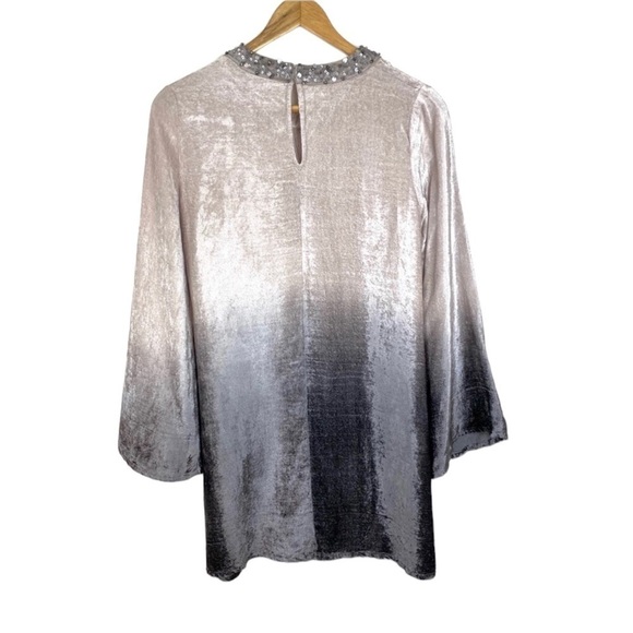 Soft Surroundings Velvet Blouse Tunic Top Ombree Tan Gray Women’s Size XS/S - Picture 3 of 8